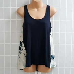 Deletta ANTHROPOLOGIE Navy Ivory Tunic Tank Top XS